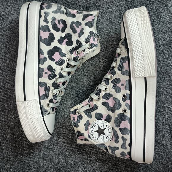 Converse Chuck Taylor All Star Lift Platform Women Size 9 Pink Leopard High Top - Picture 4 of 8